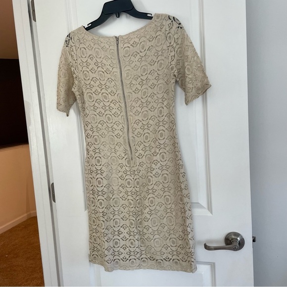 Banana Republic Eyelet Lace Sheath Dress Beige Size 4 - Picture 7 of 9